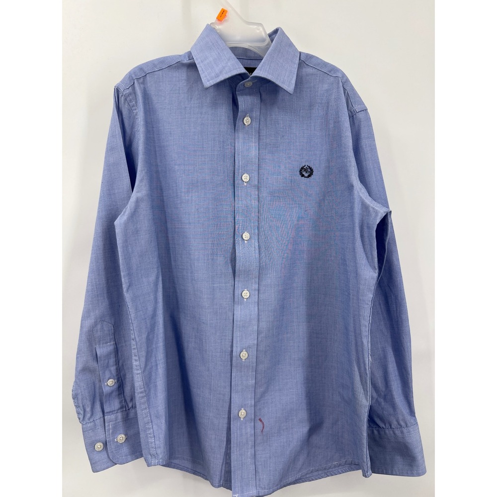 Ralph Lauren Boys Size 12 Oxford Blue Shirt Button Down Long Sleeve Logo
